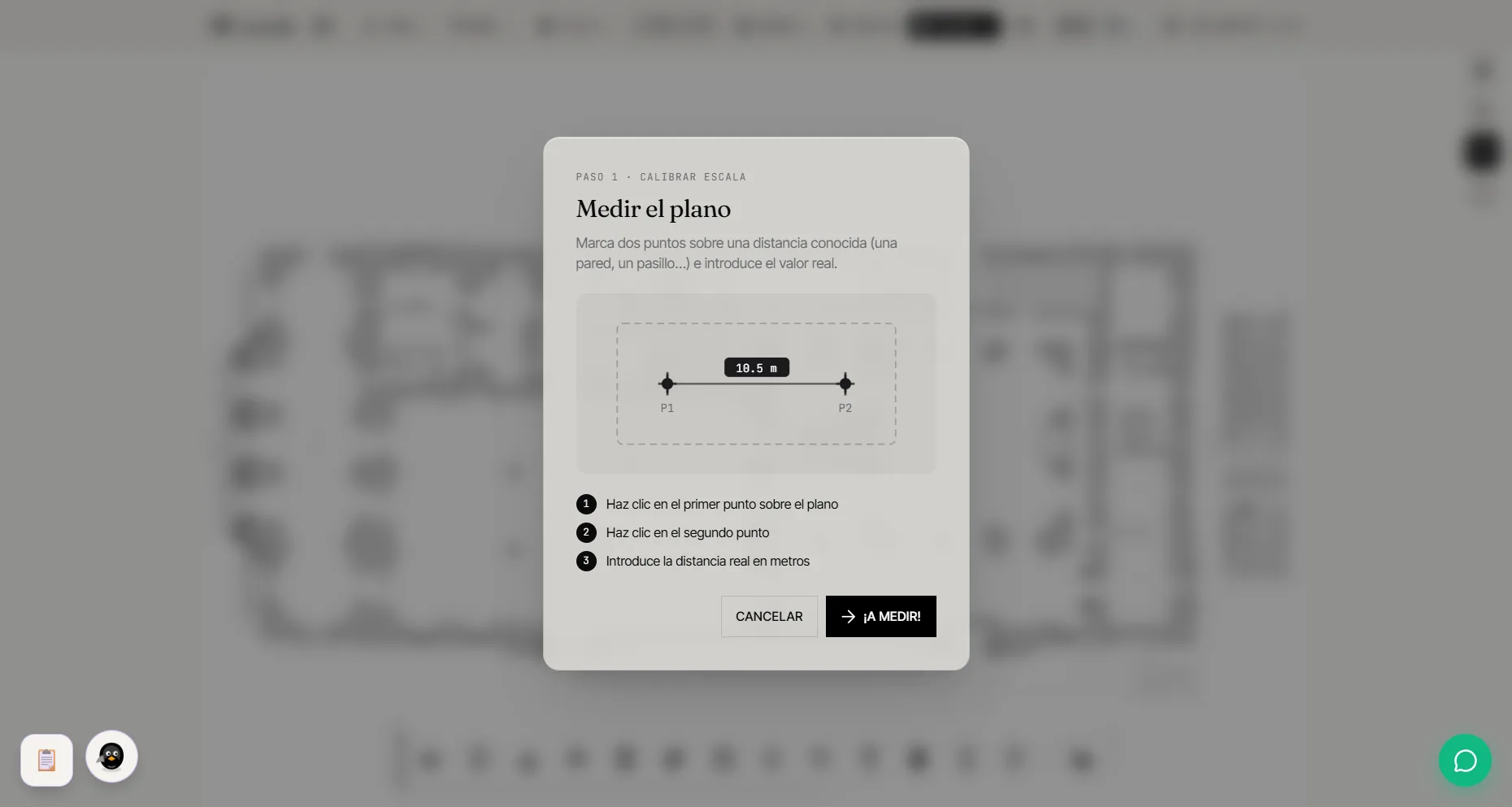 E-Scale: asistente para calibrar la escala del plano marcando dos puntos