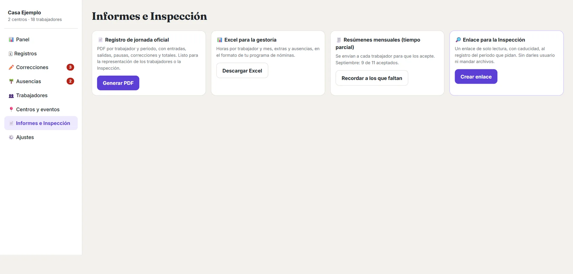FichApp: registro de jornada en PDF, Excel para la gestoría y enlace para la Inspección